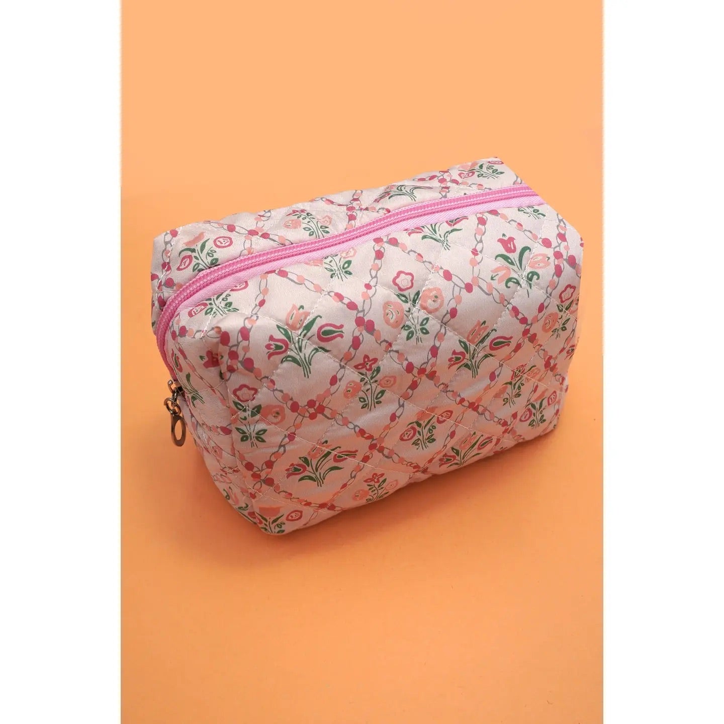 Baby Pink Floral Cosmetic Bag