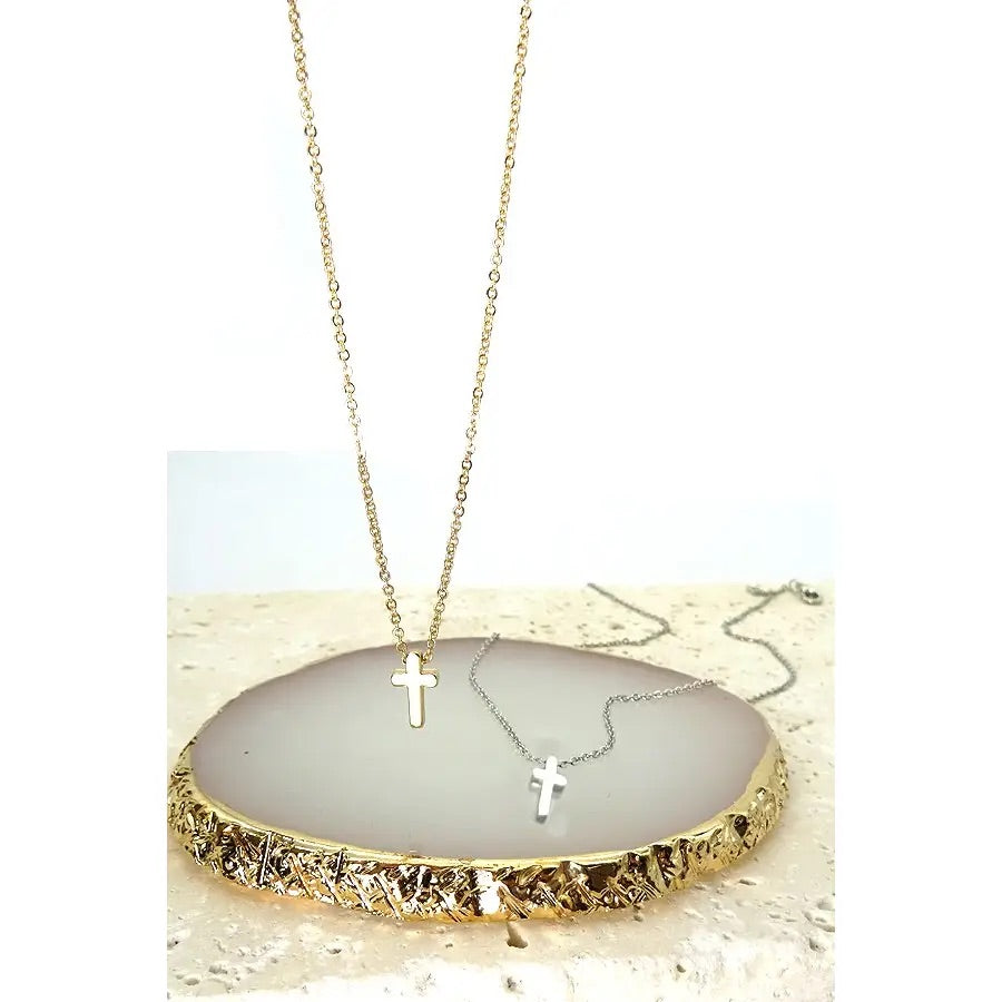 Mini Silver Cross Necklace
