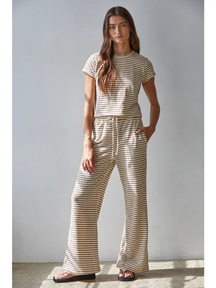 Cozy Short Sleeve Knit Set- Cream/Mocha