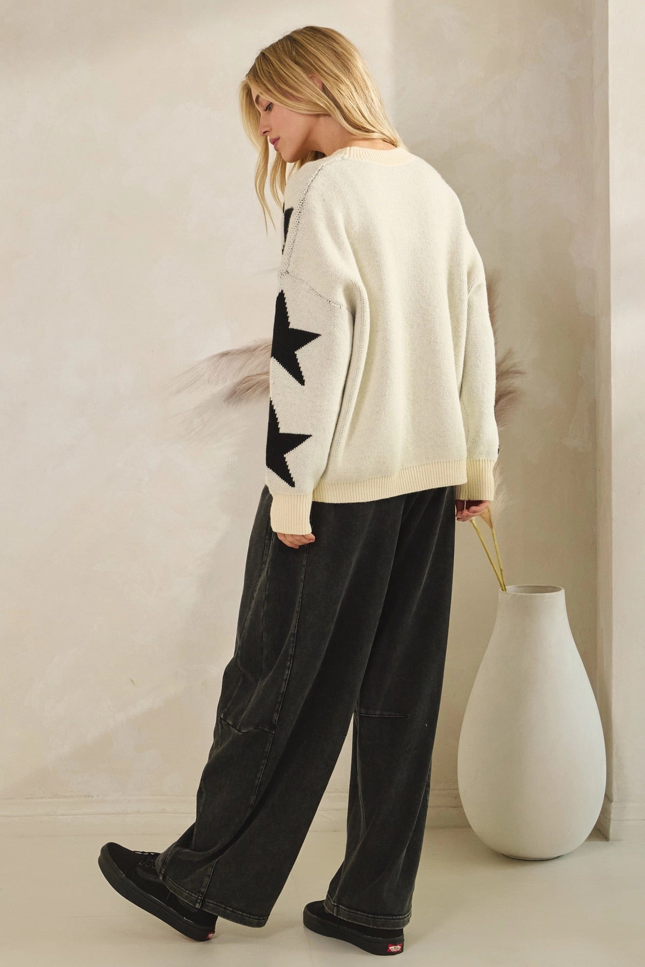 Star Button Up Knit Cardigan