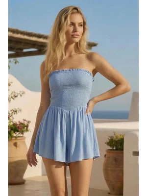 Powder Blue Picnic Tube Romper