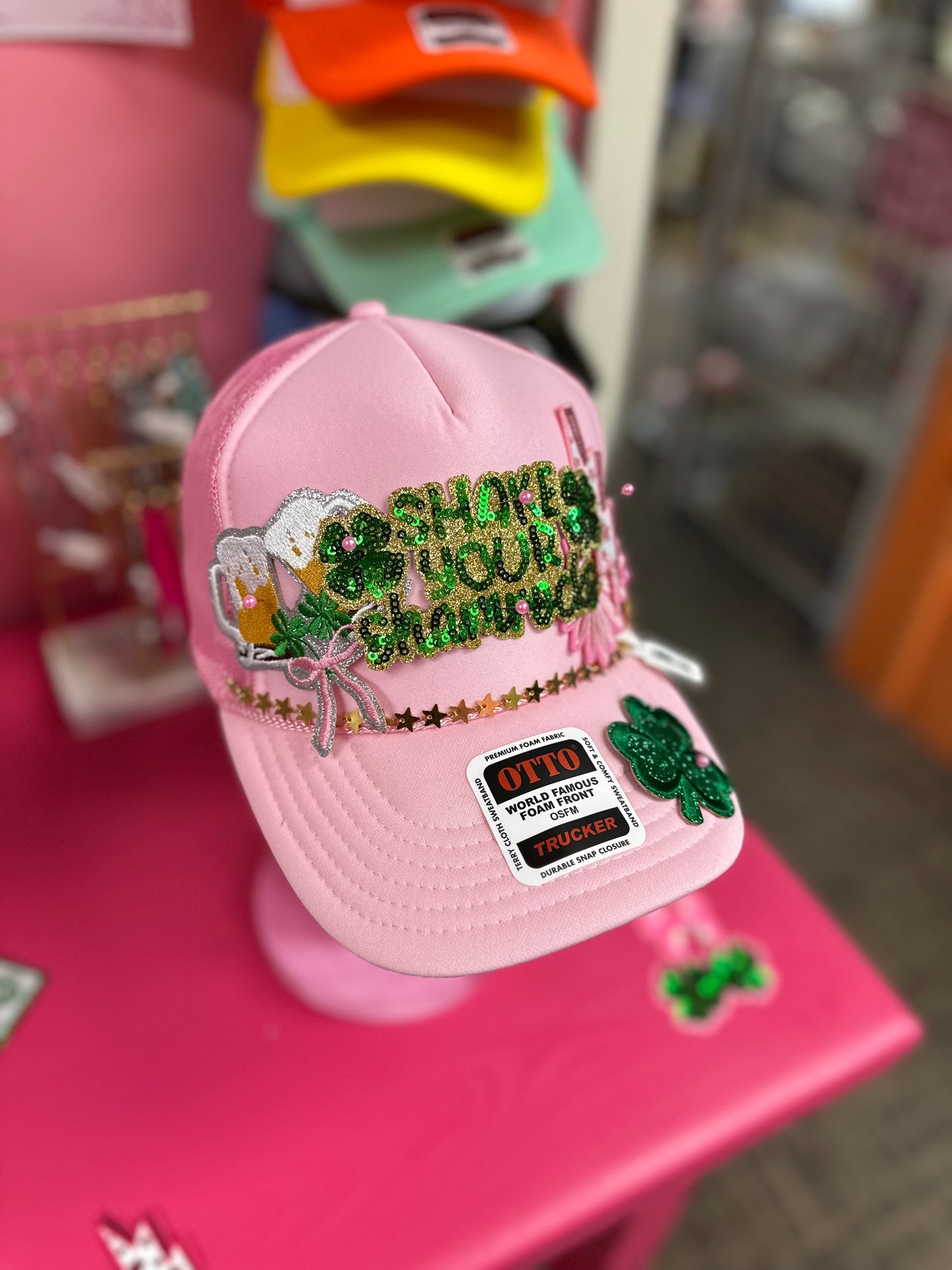 Shake Your Shamrock Trucker Hat- Chain Included