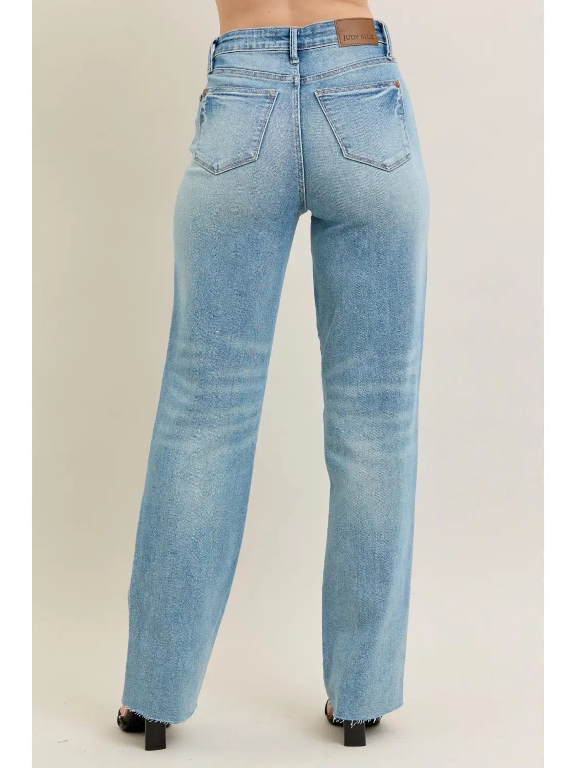 Judy Blue High Waisted Distressed Star Denim 90s Straight