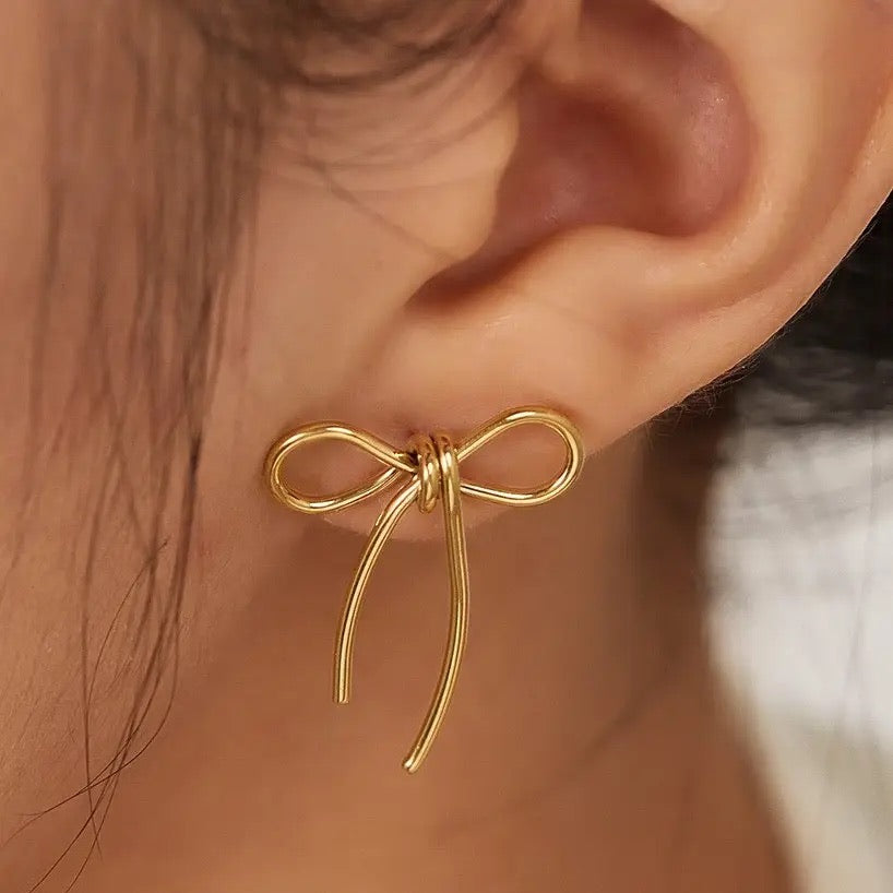 Gold Bow Earrings