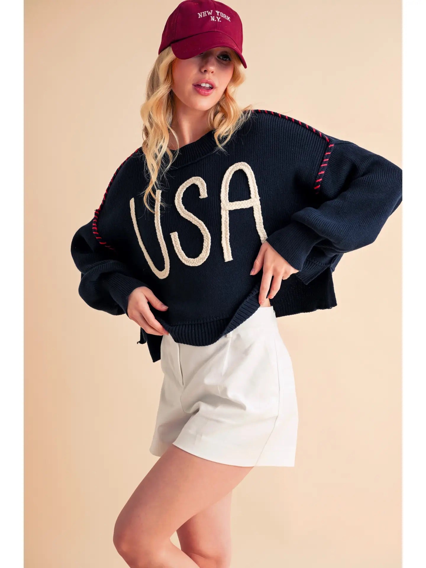 Party in the USA Sweater- Navy