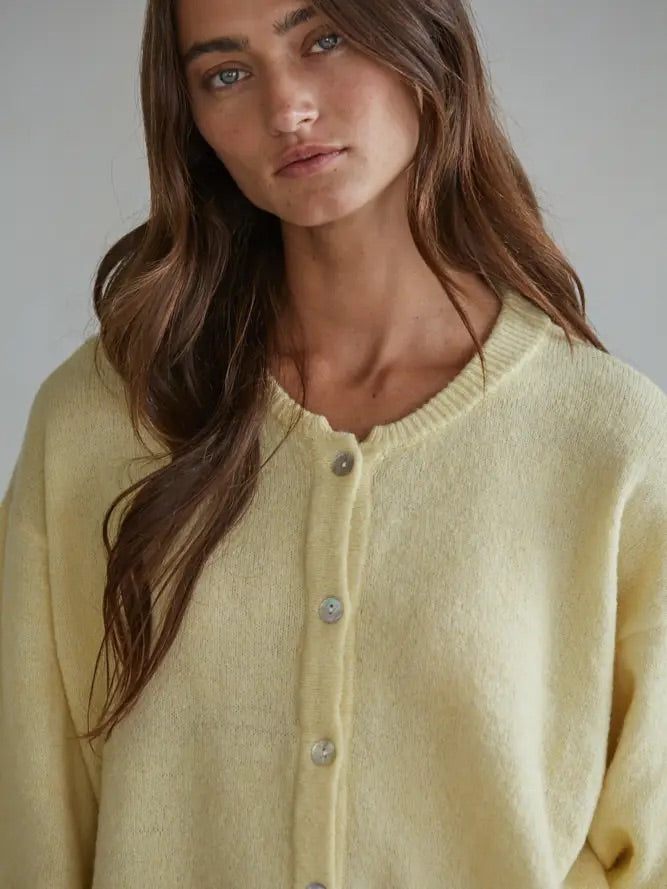 Lemon Light Button-Up Cardigan