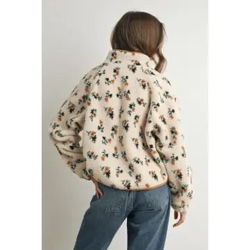 Floral Print Fluffy Fleece Jacket