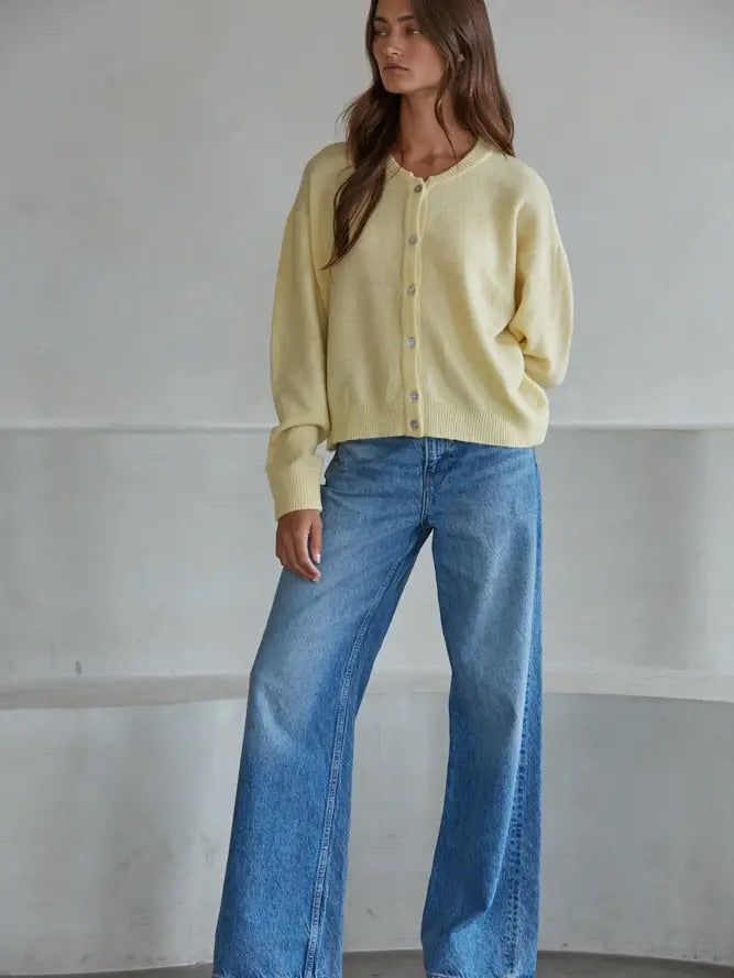 Lemon Light Button-Up Cardigan