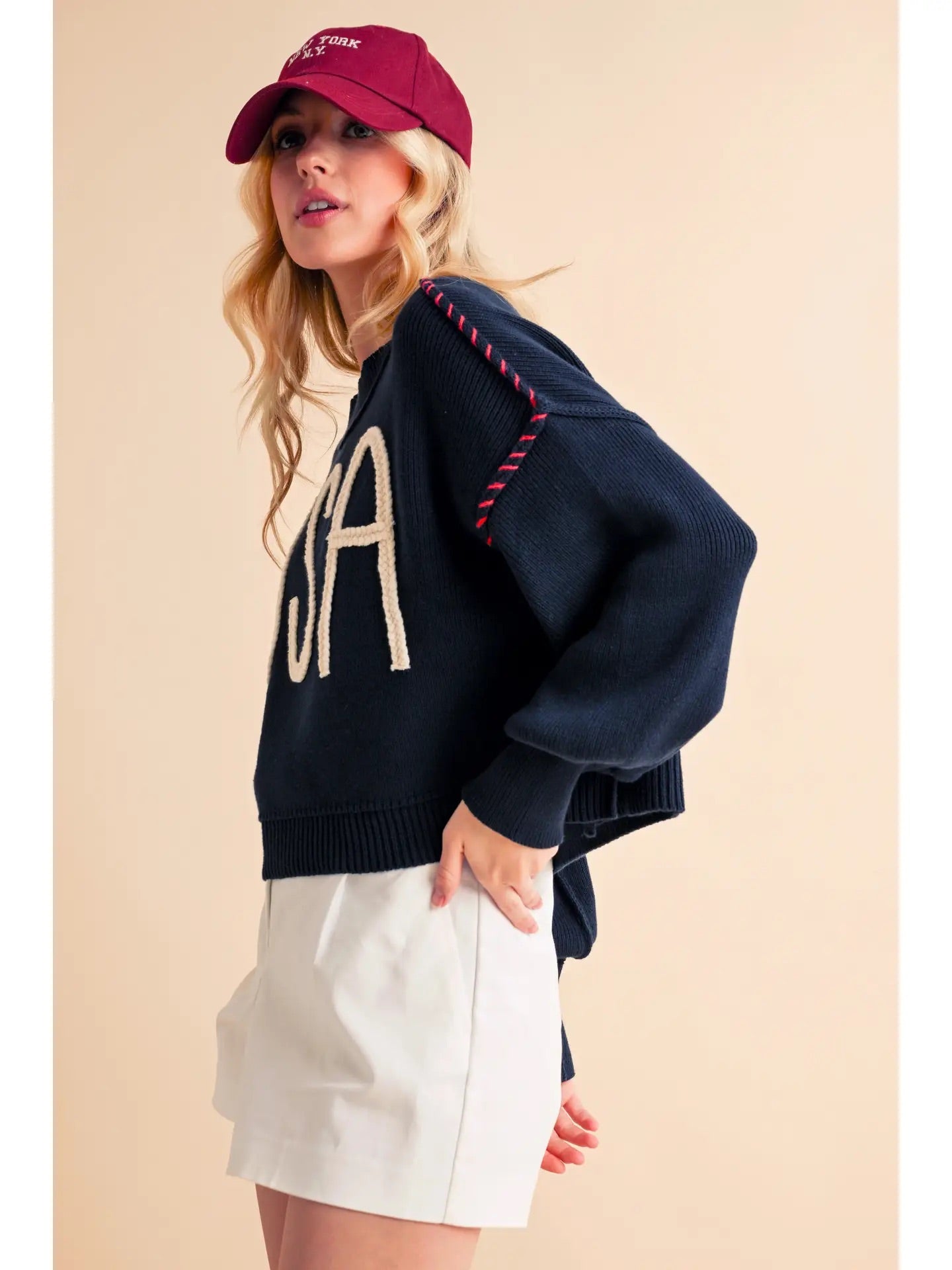 Party in the USA Sweater- Navy