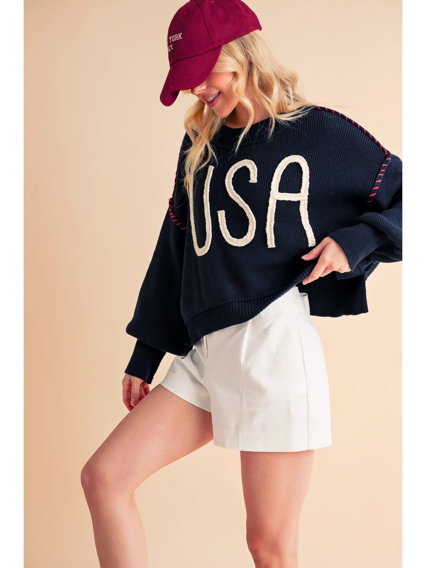 Party in the USA Sweater- Navy