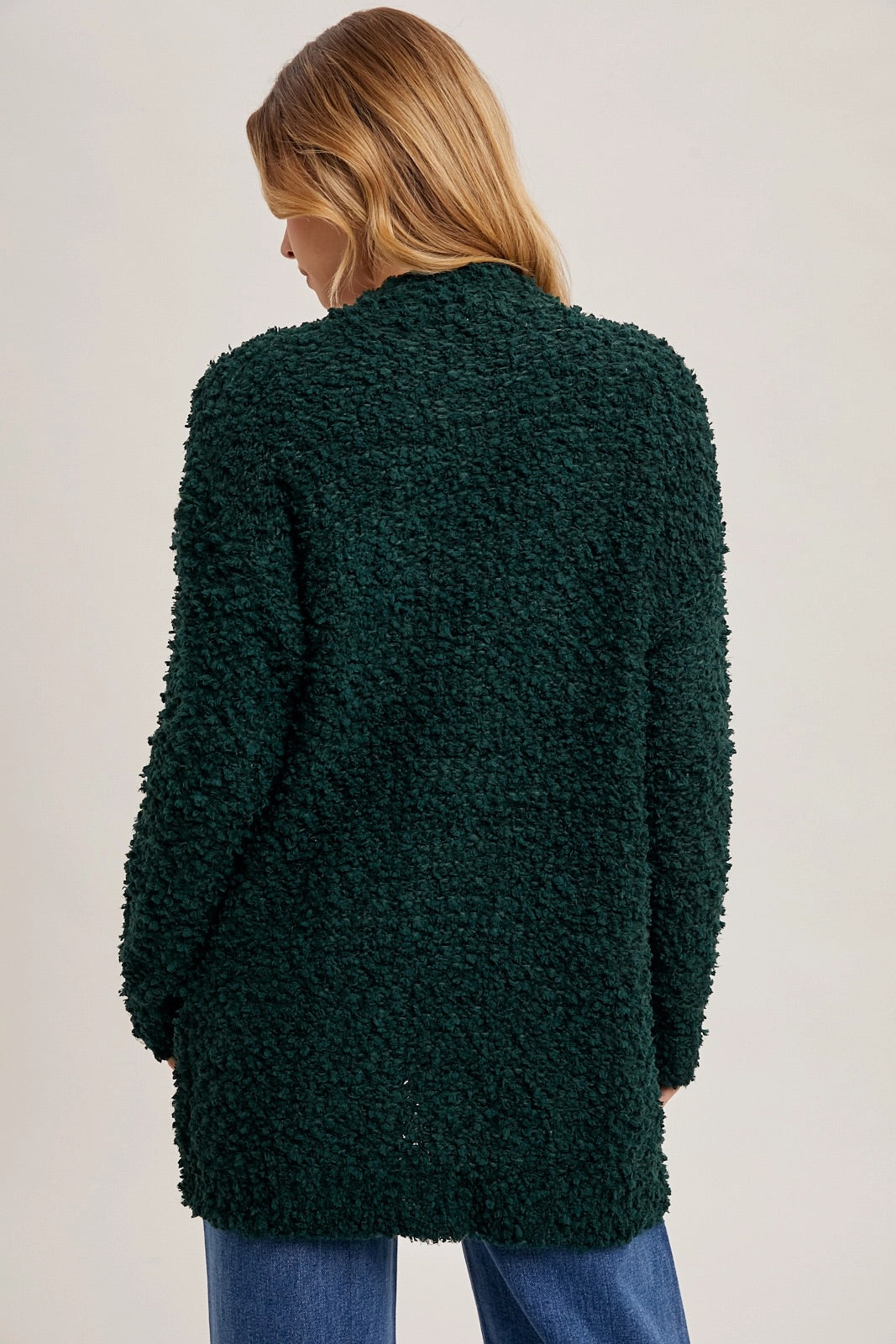 Fluffy Boucle Open Front Cardigan