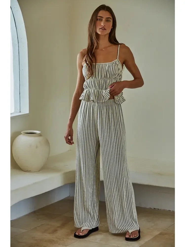 Harbor Striped Set - Natural & Black