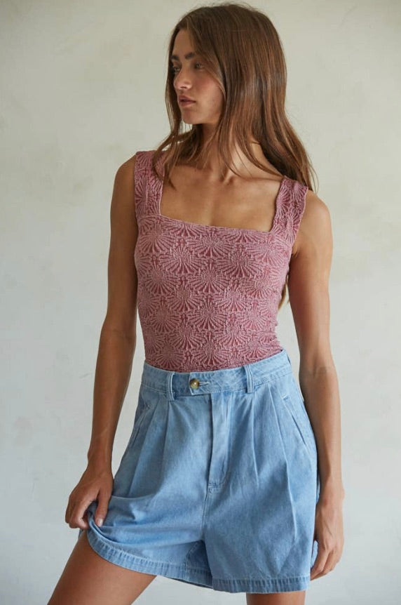 Maroon Muse Jacquard Tank