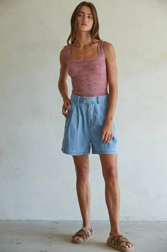 Maroon Muse Jacquard Tank