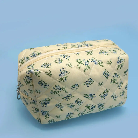 Ditsy Blue Floral Pattern Cosmetic Bag