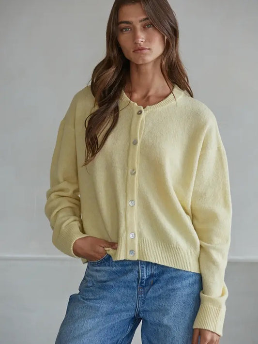 Lemon Light Button-Up Cardigan